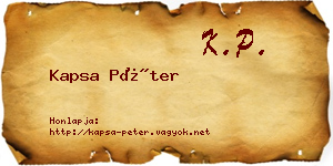 Kapsa Péter névjegykártya